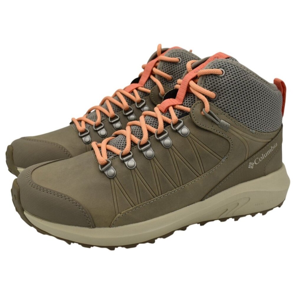 Columbia Women's Lace-Up Hiking Boots in Olive Green with Peach Accents